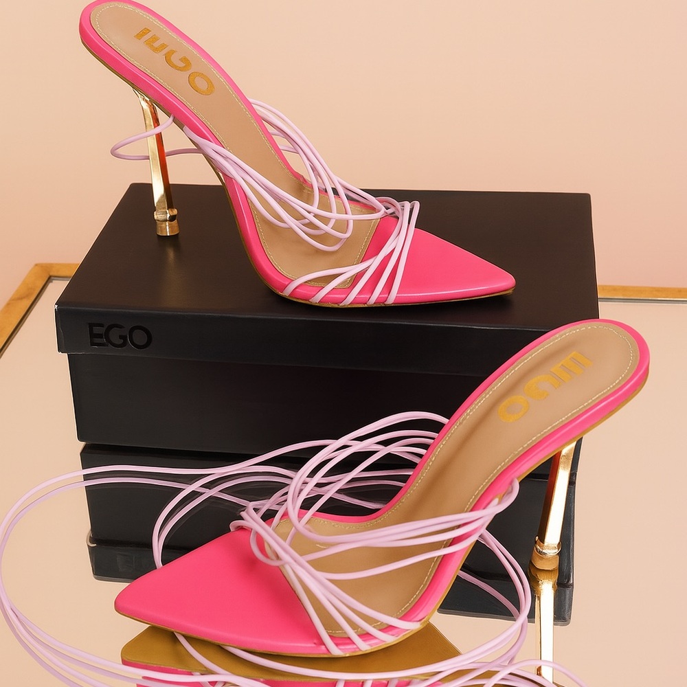EGO Hot Pink Strappy Stiletto Heels – Size 10 | Brand New